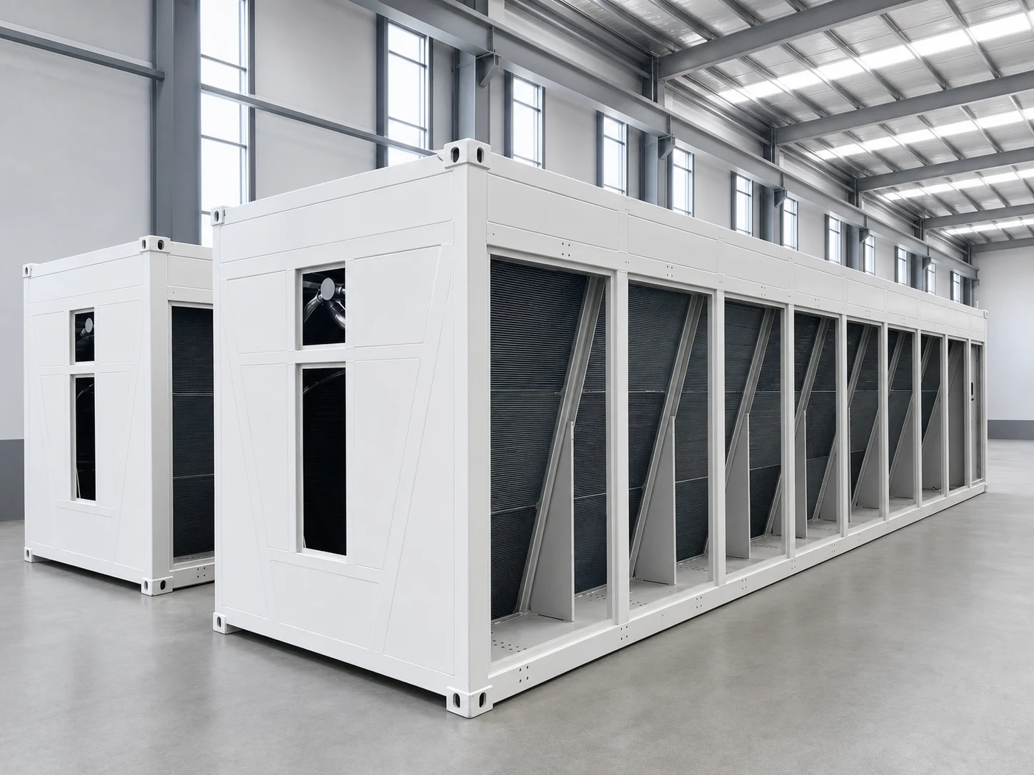 Two factory-built microchannel dry cooler modules